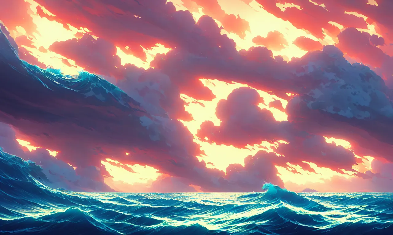 Image similar to stormy ocean, behance hd by Jesper Ejsing, by RHADS, Makoto Shinkai and Lois van baarle, ilya kuvshinov, rossdraws global illumination