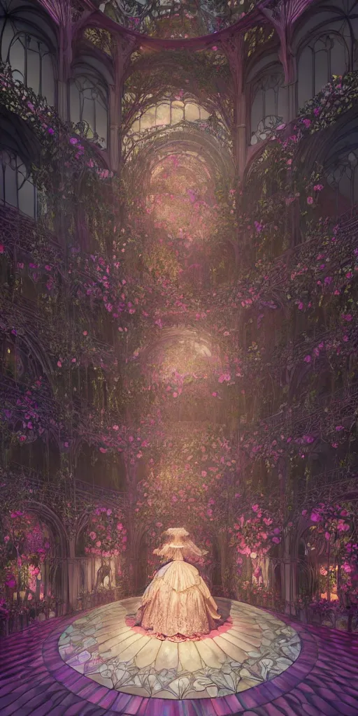 Image similar to the beautiful hyperdetailed physical rendering of a single rose wedding gothic lolita dress clothing design display in exhibition hall, perfectly shaded, atmospheric lighting, in the style of makoto shinkai louis comfort tiffany and louis comfort tiffany stanley artgerm lau wlop rossdraws beeple, surrealistic style, 8 k hd, 3 drender