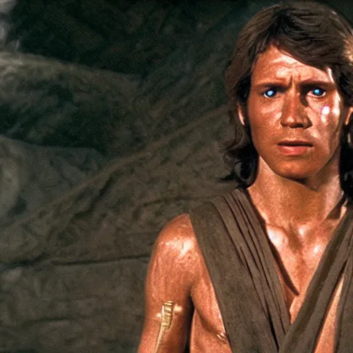 Image similar to a film still of david ( from the bible ) in star wars 1 9 7 7, realistic, photorealistic