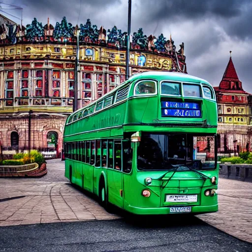 Prompt: realistic high detailed photo of bus in minsk