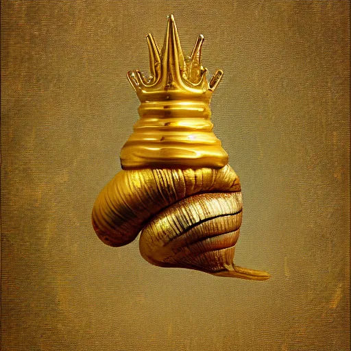 Prompt: A snail wearing a golden crown, high detail photo, 8k, digital art