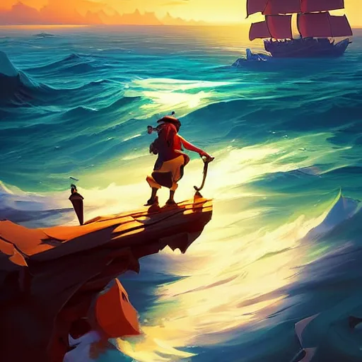 Image similar to painting treasure on sea of thieves game smooth median photoshop filter cutout vector, behance hd by jesper ejsing, by rhads, makoto shinkai and lois van baarle, ilya kuvshinov, rossdraws global illumination