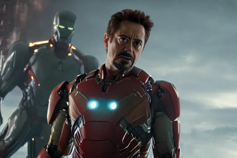 Image similar to film still of zombie Tony Stark in new avengers movie, 4k