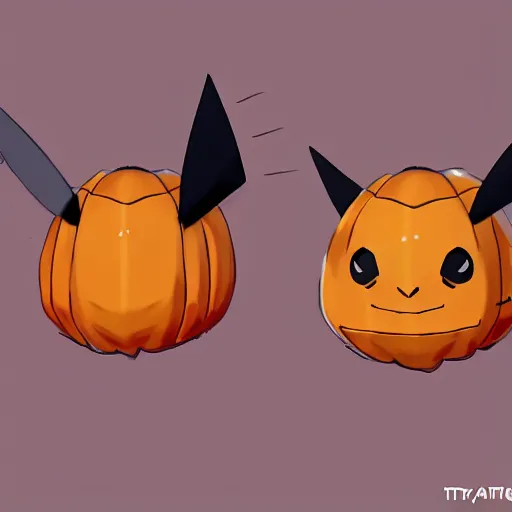 Prompt: A pokemon that looks like The flying Trypoxylus dichotomus,pumpkin body,Trending on art station. Unreal engine.