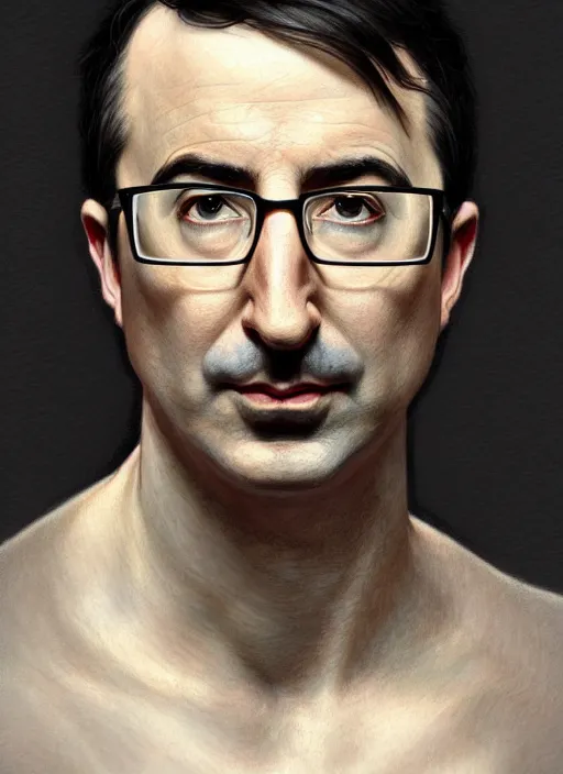 Prompt: a portrait of john oliver and a cabbage, stoic, fantasy, intricate, elegant, beautiful, highly detailed, charcoal, centered, dark, smokey, digital painting, artstation, concept art, smooth, sharp focus, illustration, art by artgerm and greg rutkowski and alphonse mucha