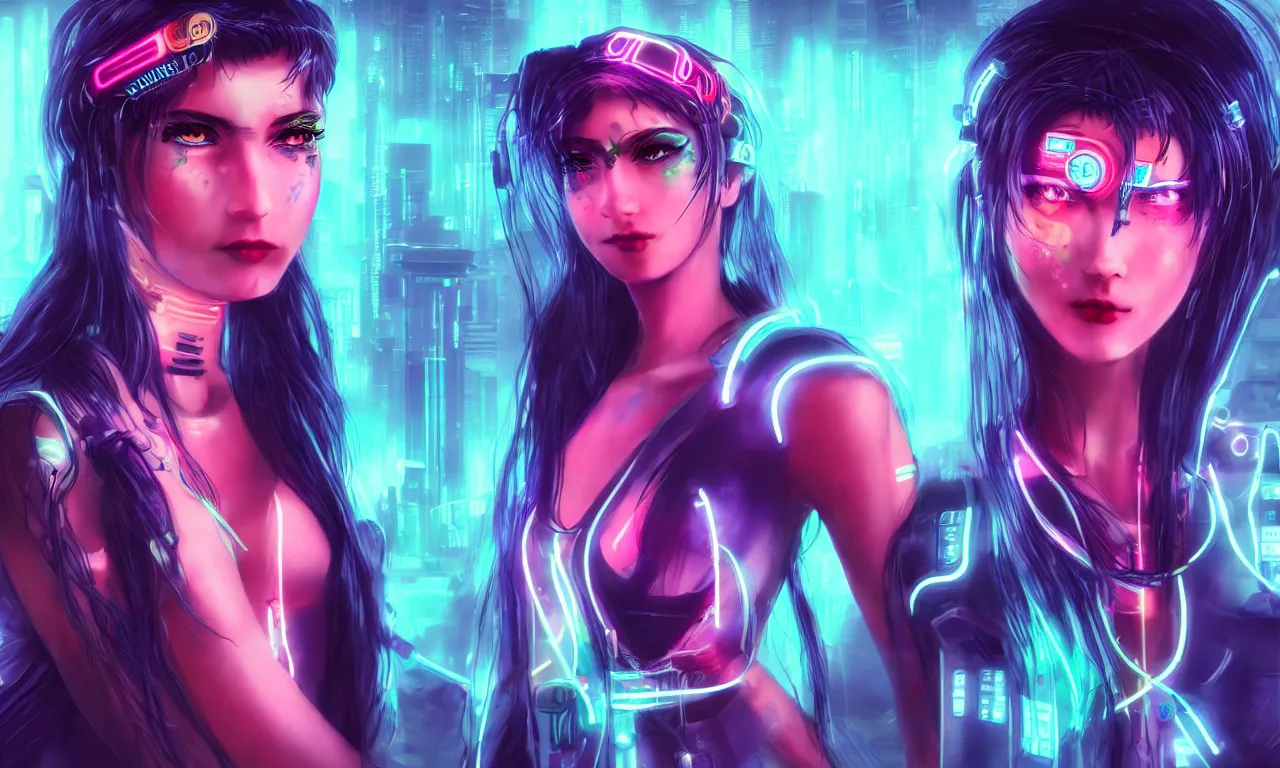 Image similar to neon cyberpunk sailor moon with arm tattoos, 1 / 4 headshot, cinematic lighting, dystopian scifi gear, gloomy, profile picture,