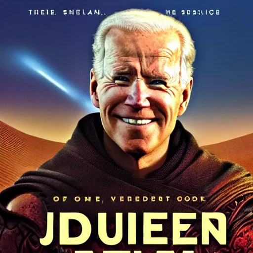 Image similar to book cover god emperor of dune. cartoon joe biden face on sandworm. cover art cgi movie poster style