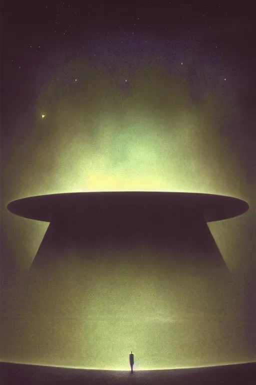 Image similar to emissary space by arthur haas and bruce pennington and john schoenherr, cinematic neon matte painting, minimal modern, james turrell building, photo realism, dark moody color palate,