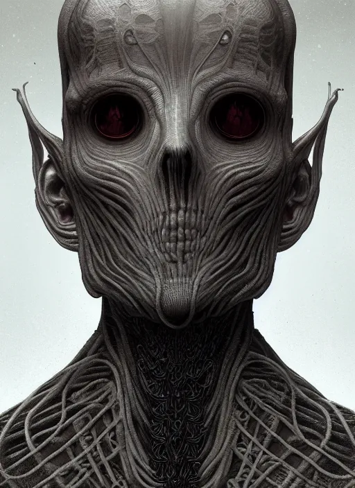 Image similar to symmetry!! stunning portrait of a victorian era person, lovecraftian horror, gothic horror, cinematic lighting, digital art, winning award masterpiece, fantastically beautiful, aesthetically inspired by wayne barlowe and gerald brom, trending on artstation, art by greg rutkowski, octane render, 8 k