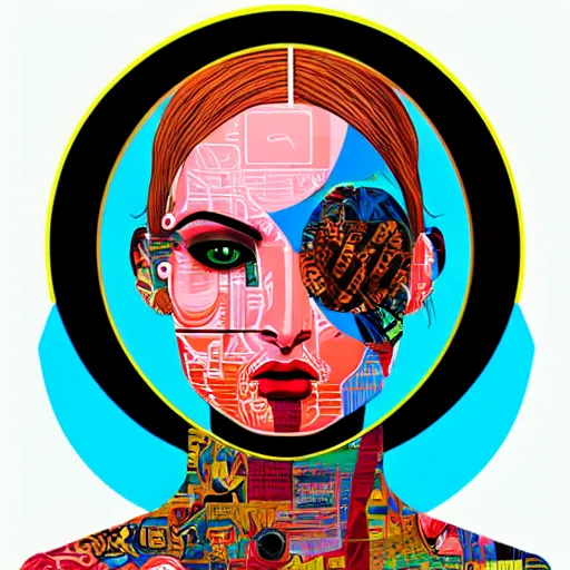 Image similar to portrait of female android by tristan eaton