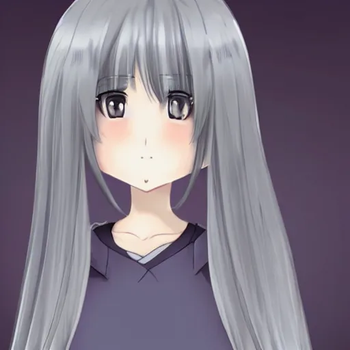 Image similar to shy anime girl with long gray hair