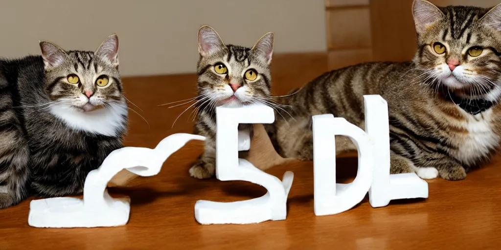 Prompt: word CARTER spelled with cats