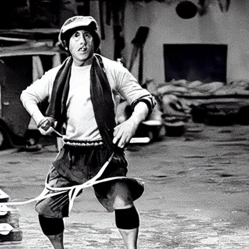 Prompt: el chavo del ocho, a still of an action movie