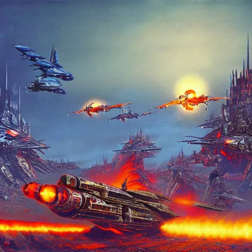 Image similar to warhammer 4 0 k battle by bruce pennington