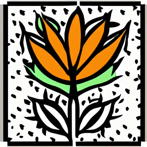 Prompt: flat color icon, library of flowers and leaves