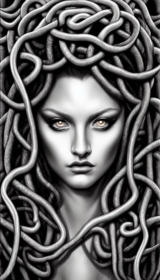 Prompt: , medusa, symmetrical portrait, realistic, full body, black rose, rich detail, by stanley artgerm photo - grade