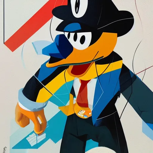 Prompt: Painting of Donald Duck by Sachin Teng :4 stylish, asymmetrical, Matte Painting , Vector art, geometric shapes, hard edges, graffiti, street art:2 Masterpiece, impressive detail, Profound, by Sachin Teng:4