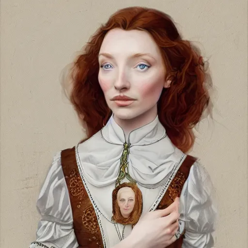 Image similar to eleanor tomlinson posing in tudor fashion, highly detailed, digital painting, artstation, concept art, smooth, sharp focus, illustration