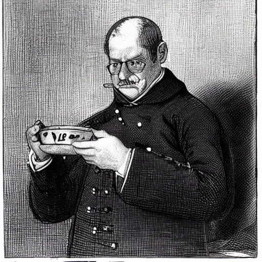 Image similar to Otto von Bismarck eating pickled Herring