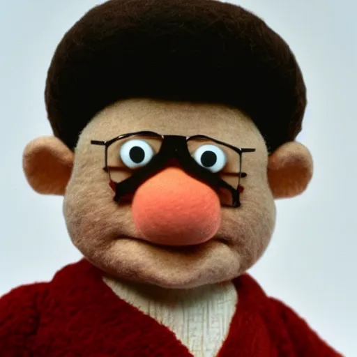 Image similar to george costanza as a muppet. highly detailed felt. hyper real photo. 4 k.