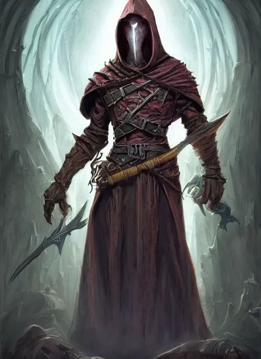 Prompt: hooded cultist, ultra detailed fantasy, dndbeyond, bright, colourful, realistic, dnd character portrait, full body, pathfinder, pinterest, art by ralph horsley, dnd, rpg, lotr game design fanart by concept art, behance hd, artstation, deviantart, hdr render in unreal engine 5