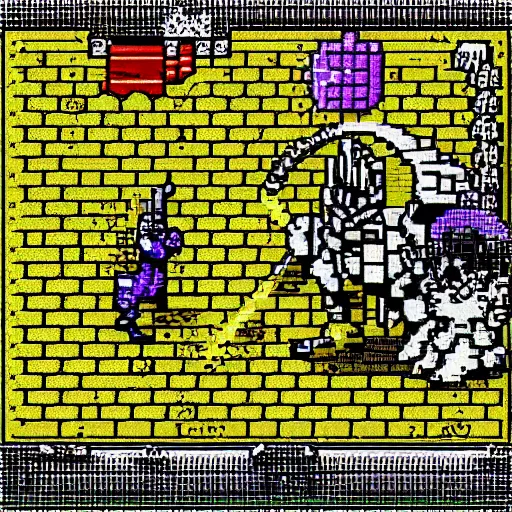 Image similar to a boss fight in the video game Dark Souls 3, Gameboy Color gameplay, 2004, pixel art