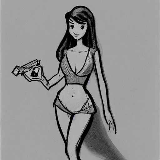 Image similar to milt kahl sketch of victoria justice with kim kardashian body as princess daisy