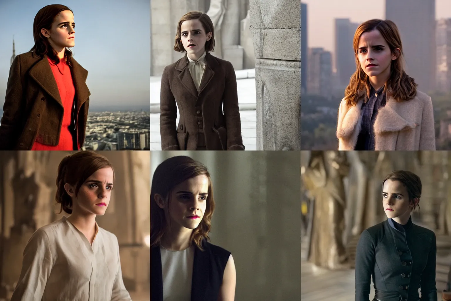 Prompt: Movie still of Emma Watson in La Tour Montparnasse Infernale