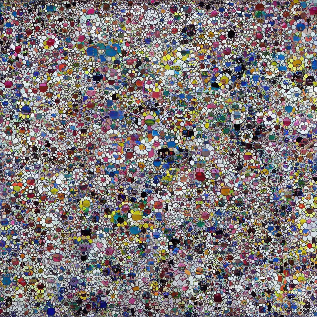 Image similar to camouflage made of love, style of takashi murakami, abstract, rei kawakubo artwork, cryptic, stipple, lines, splotch, color tearing, pitch bending, lines, blotches, color splotches, dark, ominous, abstract, minimal, points, technical, painting