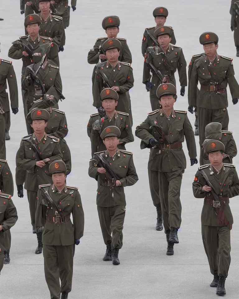 Prompt: chinese soldiers in washington dc movie steel
