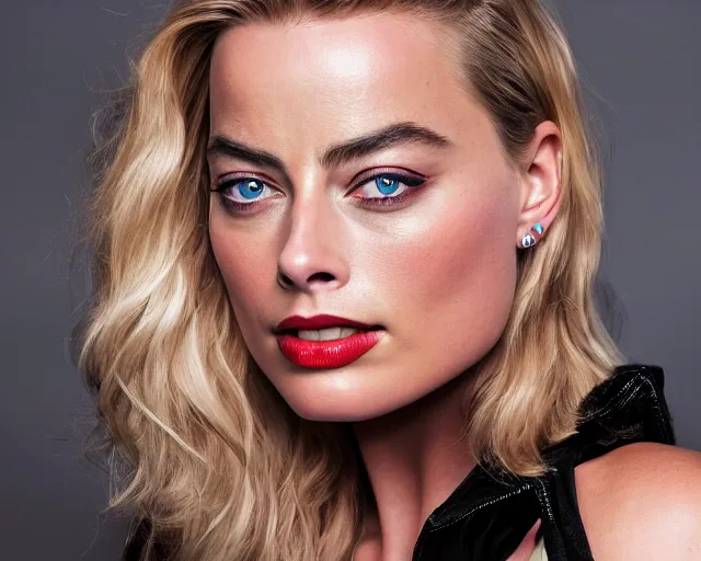 Image similar to a beautiful mix of margot robbie and amber heard, hyper realistic face, beautiful eyes, cinematic, long shot, hyper detailed, 8 5 mm photograph, 8 k resolution, film still, sharp lens, wide lens