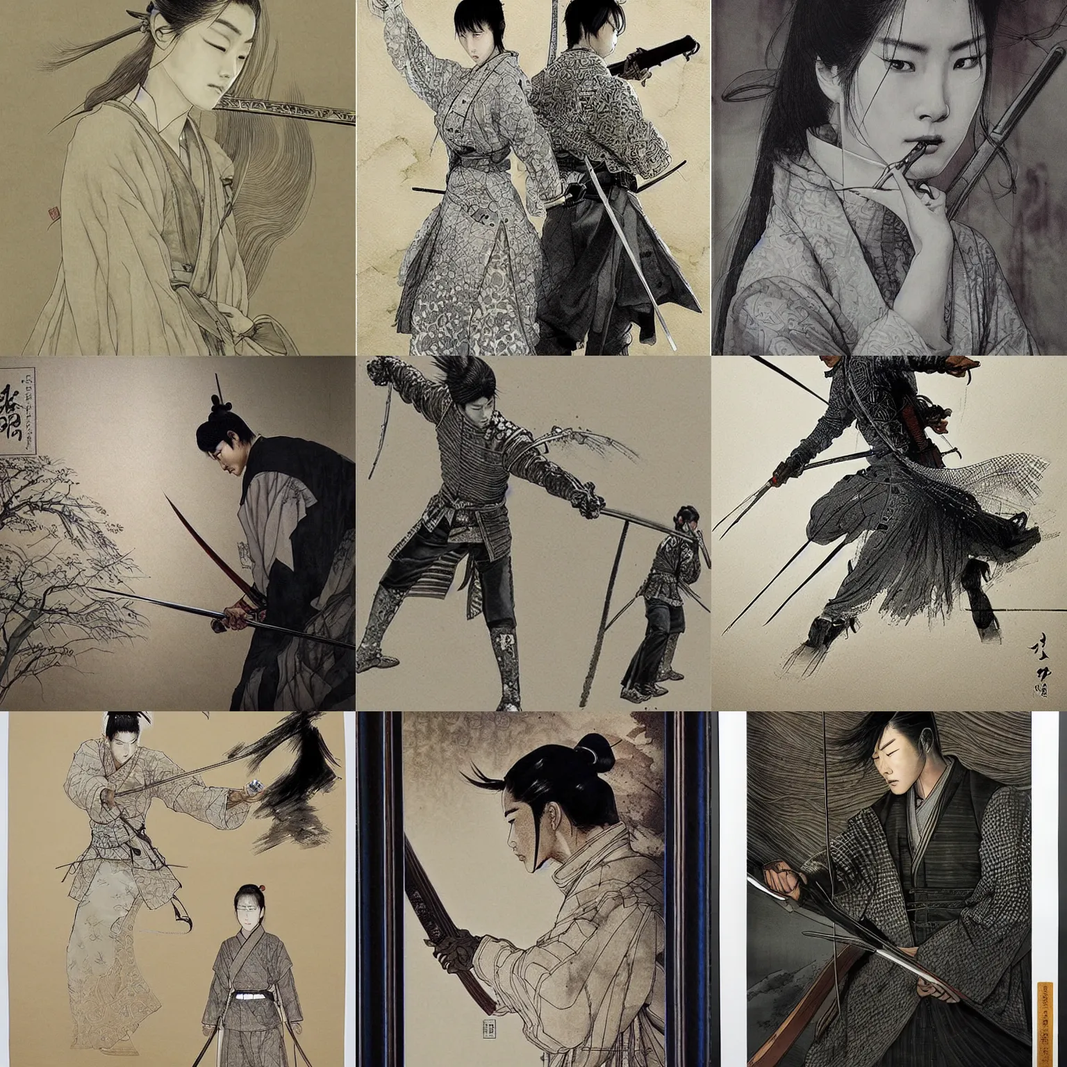 Prompt: a samourai by jung - gi - kim, intricate details,
