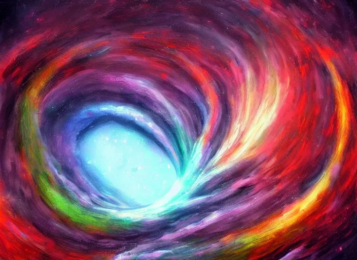 Image similar to vortex consumes the only hope of mankind, high fantasy, art, deviant art, painting, colorful