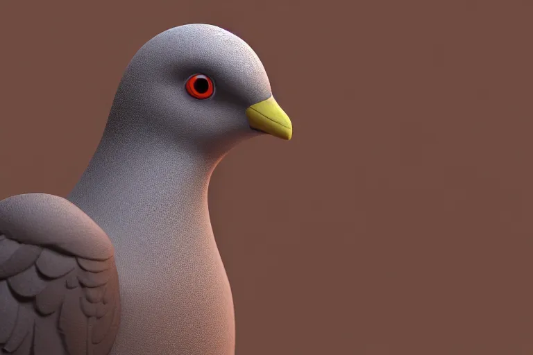 Image similar to a pigeon sculpted from clay, studio lighting, studio photography, 3 d model, 3 d render, unreal engine, octane render, cgi, 8 k