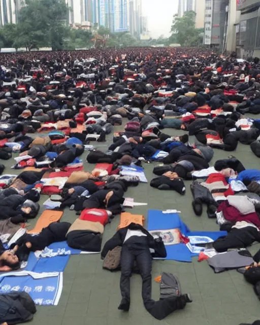 Image similar to tangping lying flat protest movement in china