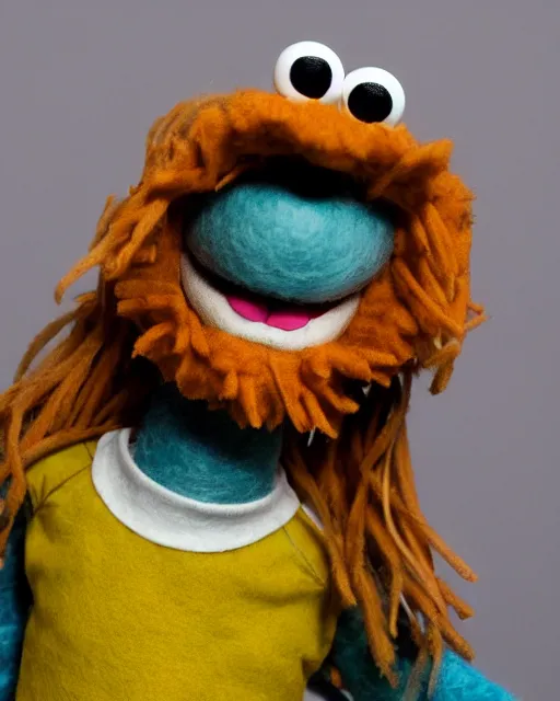 Image similar to adin ross as a muppet. highly detailed felt. hyper real photo. 4 k.