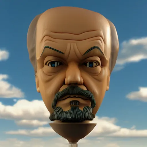 Image similar to vladimir lenin with haistyle of rick sanchez, 3 d realistic portrait