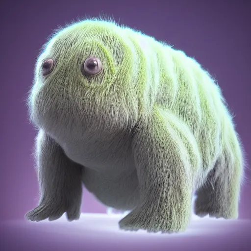 Image similar to Large tardigrade with fuzzy!!!!! fur!!!!!, trending on artstation, photorealistic imagery, heavily detailed, intricate, 4k, 8k, artstation graphics, artstation 3d render, artstation 3d, artstation unreal engine