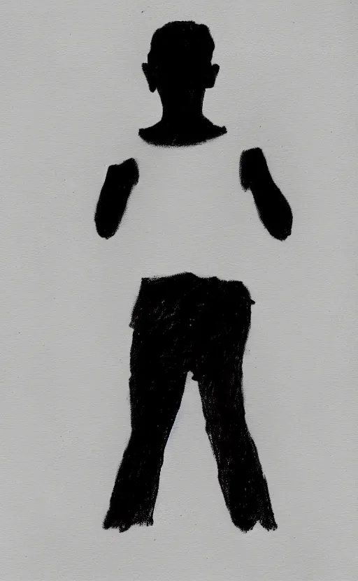 Image similar to symmetry!! black and white silhouette drawing of a single person standing, white background by stanhope forbes, centered, clean image
