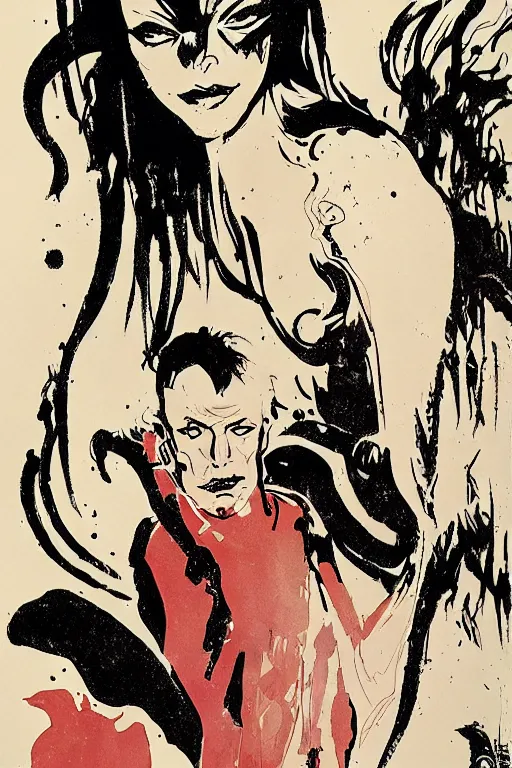 Image similar to dream from sandman comic book, illustration, art by hugo pratt, portrait, comic book cover