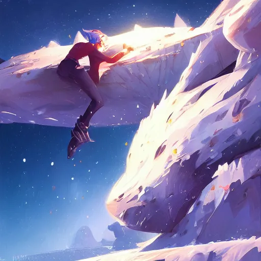 Prompt: icy comet in the air, black scraps trailing, behance hd artstation by jesper ejsing by rhads, makoto shinkai and lois van baarle, ilya kuvshinov, ossdraws