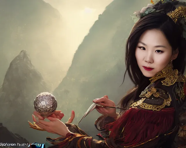 Prompt: photography of hong kong actress barbara yung, weng meiling, dressed as dongfang bubai, deep focus, d & d, fantasy, intricate, elegant, highly detailed, digital painting, artstation, concept art, matte, sharp focus, illustration, hearthstone, art by artgerm and greg rutkowski and alphonse mucha