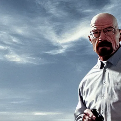 Image similar to walter white starring as a ghost in the movie ghost busters