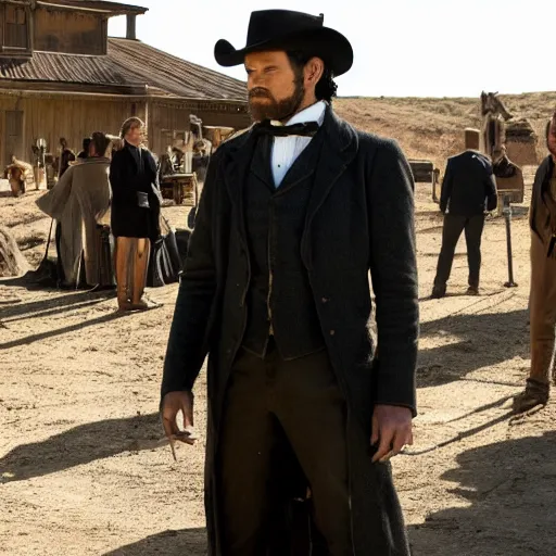 Prompt: a man on the set of Westworld, but it's in the 1800's