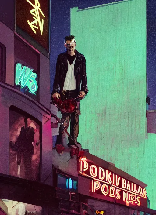 Prompt: 35mm kodak portra portrait of chris evans as a darkwave vampire on the Las Vegas strip at night by tomer hanuka and tom bagshaw, hyper realism, high detail, octane render, 8k, trending on artstation, CGsociety, concept art