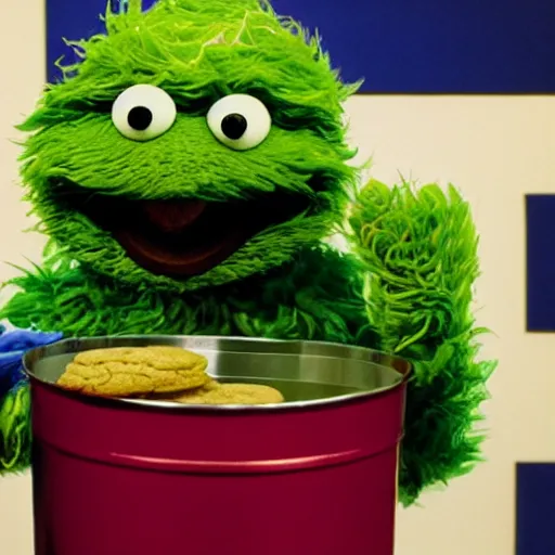 Image similar to Oscar the grouch eating cookies
