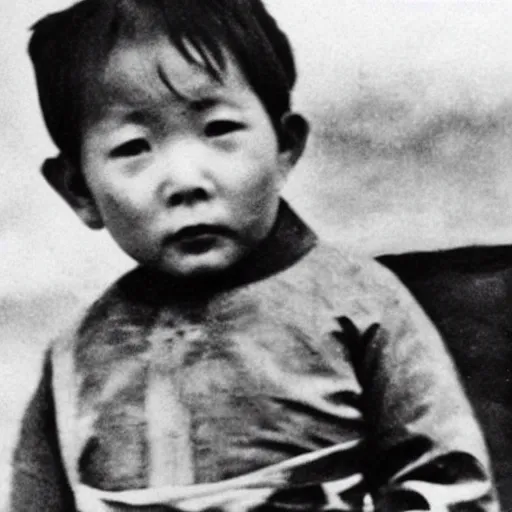 Prompt: a 2 - year old boy as the king of tibet in 1 9 3 6