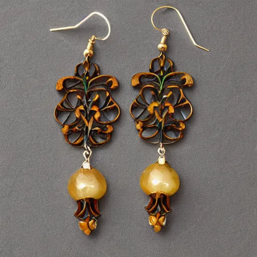 Prompt: artnouveau earrings