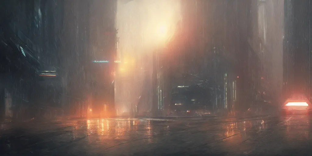 Prompt: an environmental concept art of blade runner 2 0 7 7, highly detailed, environmental light, cinematic by francis tneh