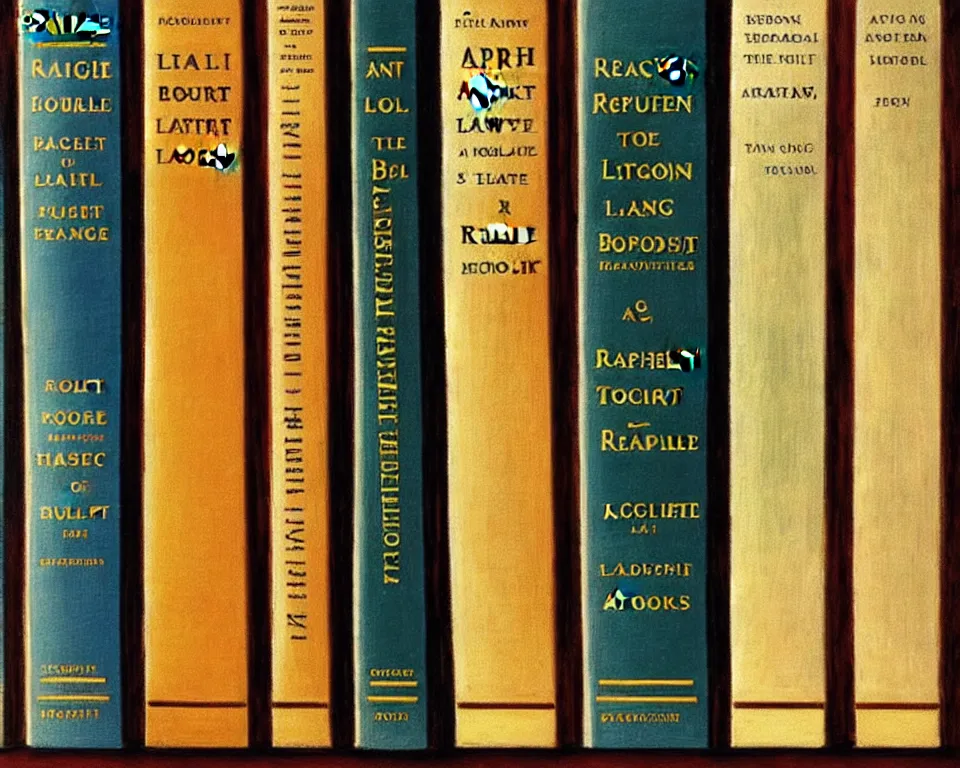 Image similar to achingly beautiful print of law books on a bookshelf in the rainforest by raphael, hopper, and rene magritte. hyperdetailed, proportional, romantic, enchanting, trending on artstation.